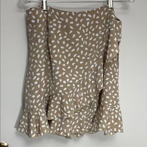 Beige & White Ruffle Wrap Skirt